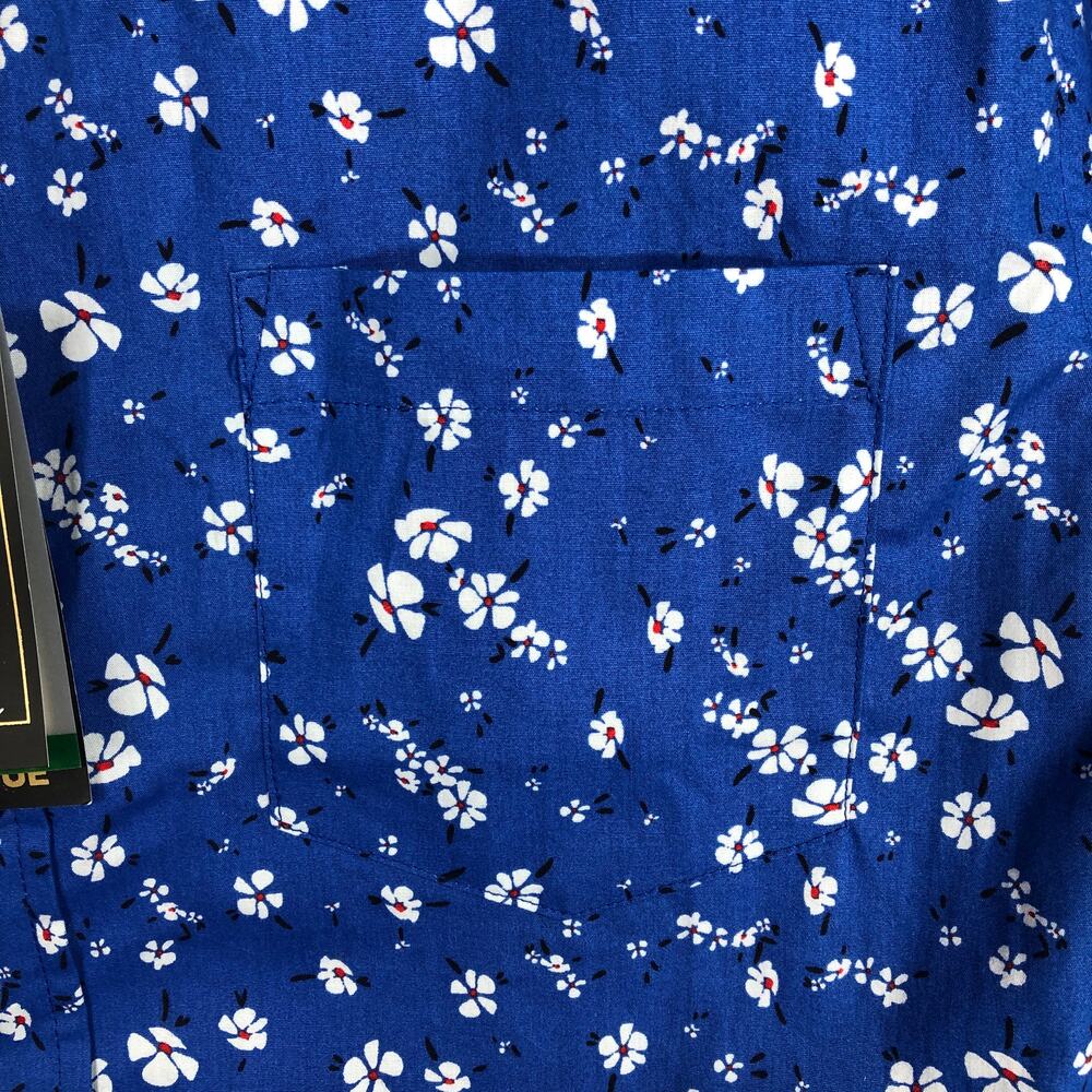 NEW Eighth Avenue Blue Floral Button Down Shirt Mens Medium Cotton Flip Cuff - Picture 5 of 12